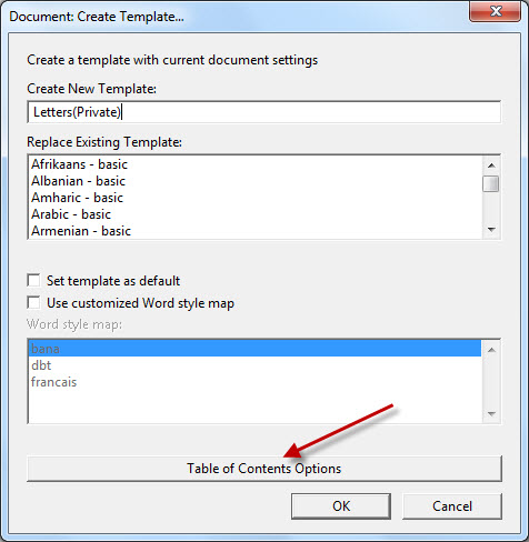 Image shows the Create Template dialog.