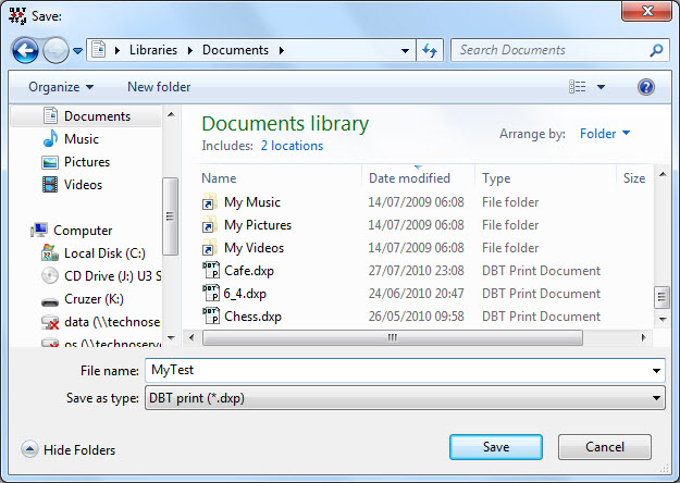 Image shows the File: Save dialog.