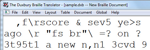 Image shows DBT screen displaying a print font.