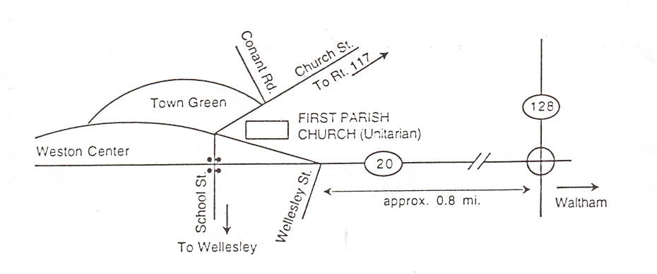schematic map of First Parish location