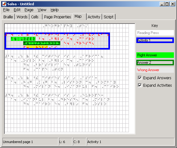 Screen shot of Salsa with a document open in Map View