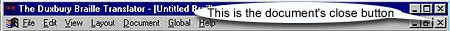 Closing the document using the document's close button