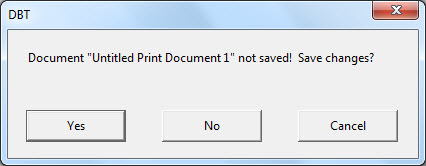 Image shows warning dialog advising that a specifically named file has not been saved.