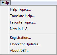 Image shows the Help menu described here.