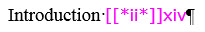 Sample of using the letter sign code [[*ii*]] before the small roman numeral xiv