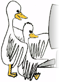 Image of two cartoon ducks viewing a PC Screen.