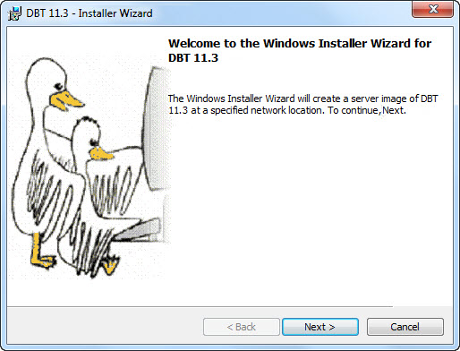 Welcome to the Windows Installer Wizard for DBT 11.3