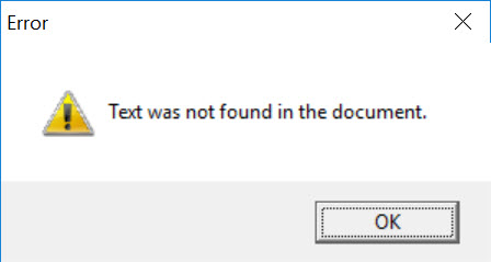 Image showing message which appears if no text is found.