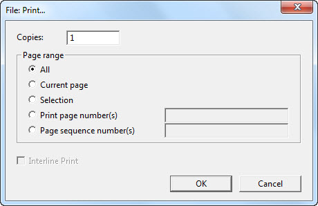 Image shows the Print dialog for print documents.