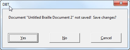 Image showing Save confirmation dialog with three buttons. Yes, No and Cancel.