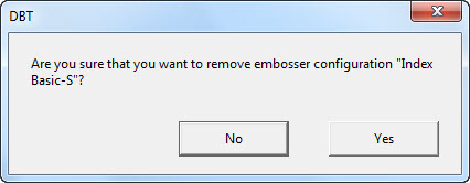 Image of dialog confirming removal of an embosser