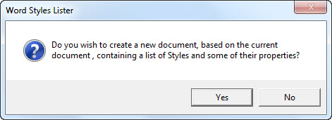 Image shows Word Styles Lister dialog.