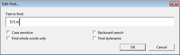 Image shows the Find dialog.