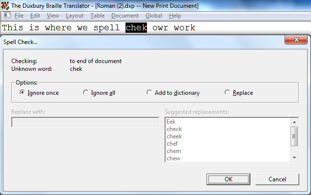 Image of the Spell Check dialog.