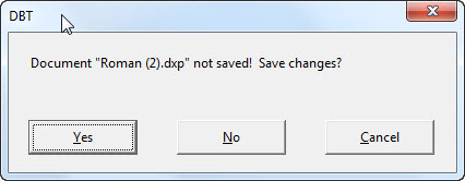 Image shows warning dialog advising that a specifically named file has not been saved.