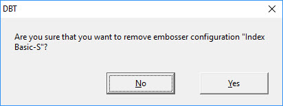 Image of dialog confirming removal of an embosser