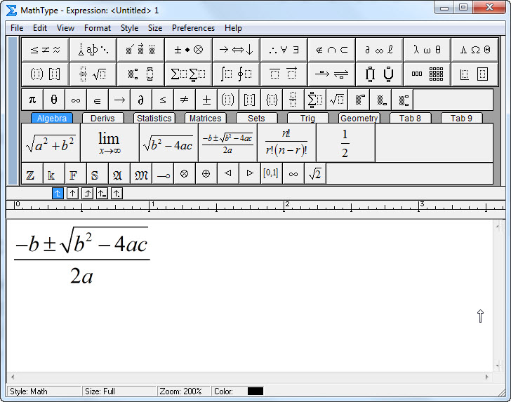 image of MathType main screen.