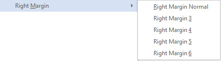 Right Margin menu options