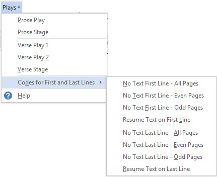 Plays menu