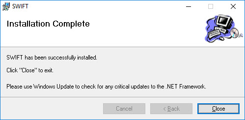 Image showing that the SWIFT installation is complete.