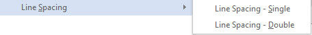 Line Spacing menu options