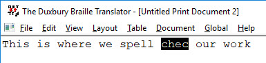 Image shows example of where DBT's Spell checker has found a miss-spelled word