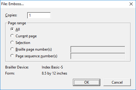 Image shows the File: Emboss dialog.