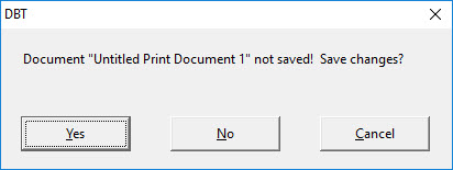 Image shows warning dialog advising that a specifically named file has not been saved.