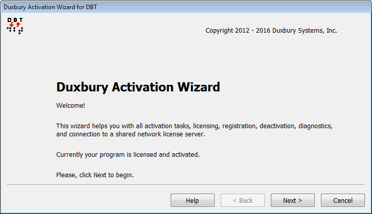 Image shows the initial Activation Wizard sceen with Next of Cancel button