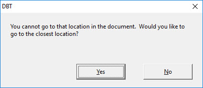 Image of message which appears advising that you cannot go to the location selected.