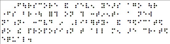 Image shows DBT screen with braille font displayed.