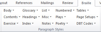 Image shows Paragraph Styles part of ribbon