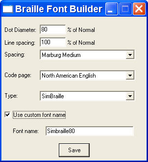 Image shows BrailleBuild dialog