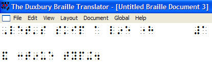 Image of braille where blank line is shown.