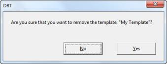 Image shows warning message saying "Are you sure you want to remove the template xyz.?