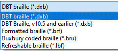Image showing dialog displaying file types which can be saved as.
