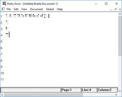 Braille view showing line numbers