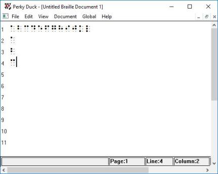 Braille view showing line numbers