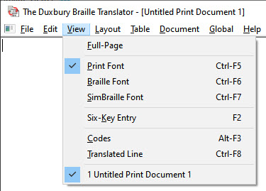 Image shows the View menu as described below.