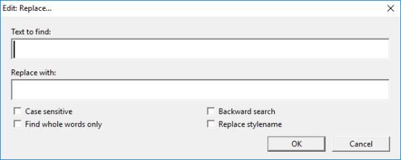 Image shows the Edit: Replace dialog