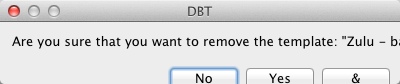 Image shows warning message saying "Are you sure you want to remove the template xyz.?