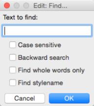 Image shows the Find dialog.