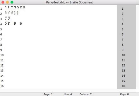 Braille view showing line numbers