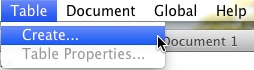 Image shows the "Tables" drop down menu.