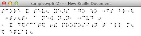 Image shows DBT screen with braille font displayed.