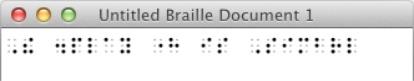Image shows a translated line of braille dots using the Simbraille font