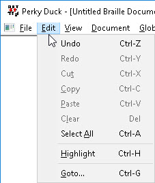 graphic shows the Edit Menu