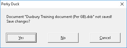 Image showing Close confirmation dialog with three buttons. Yes, No and Cancel