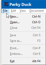 Image shows the File menu as described below.