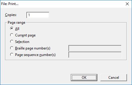 Image shows the Print dialog for print documents.